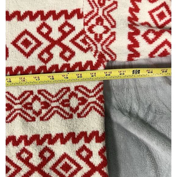Holiday Après Ski Sweater Womens L New Day Red Cream Sparkle Fair Isle Chunky - Picture 6 of 10